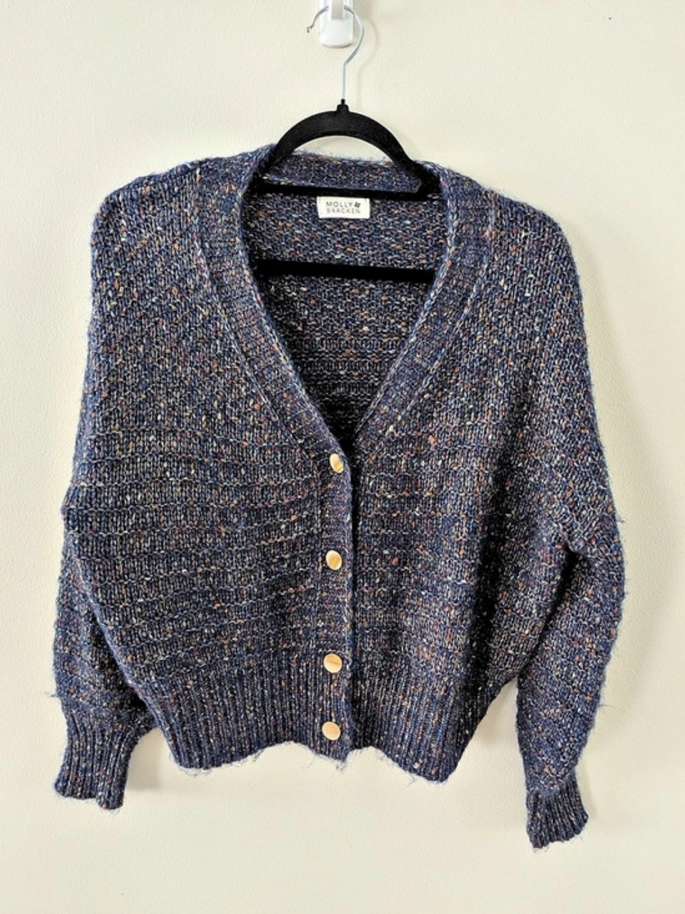 Molly Bracken Textured Button-Front Cardigan in Blue Size Small - Picture 1 of 4